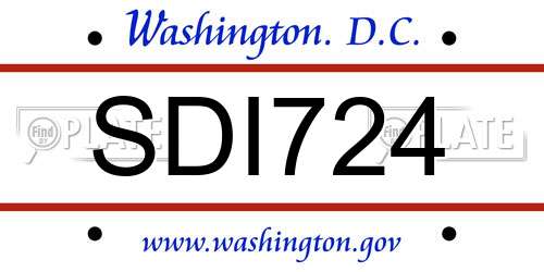 SDI724 District Of Columbia License Plate