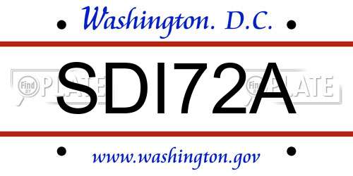 SDI72A District Of Columbia License Plate