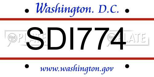 SDI774 District Of Columbia License Plate