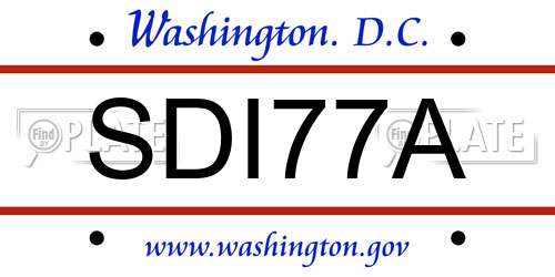 SDI77A District Of Columbia License Plate