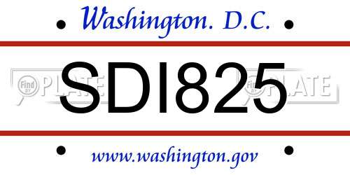 SDI825 District Of Columbia License Plate