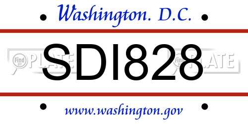 SDI828 District Of Columbia License Plate