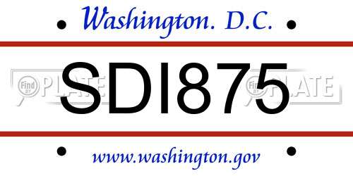 SDI875 District Of Columbia License Plate
