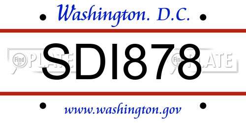 SDI878 District Of Columbia License Plate