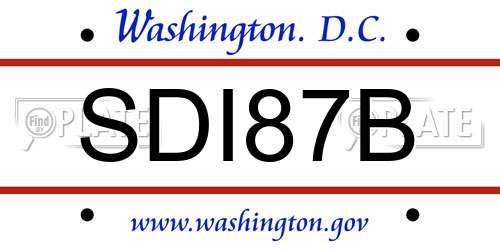 SDI87B District Of Columbia License Plate