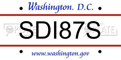 SDI87S District Of Columbia License Plate