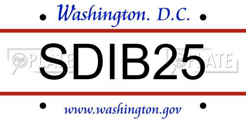 SDIB25 District Of Columbia License Plate