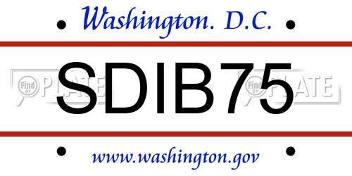 SDIB75 District Of Columbia License Plate