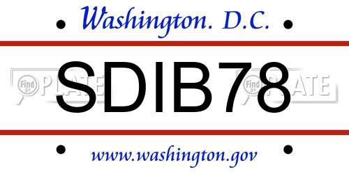 SDIB78 District Of Columbia License Plate