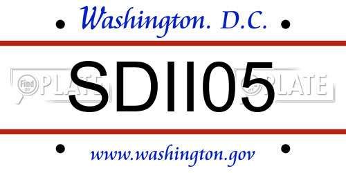 SDII05 District Of Columbia License Plate