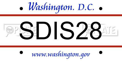 SDIS28 District Of Columbia License Plate
