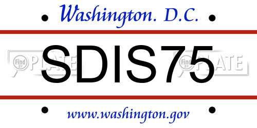 SDIS75 District Of Columbia License Plate