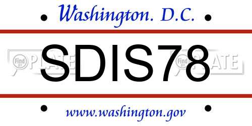 SDIS78 District Of Columbia License Plate
