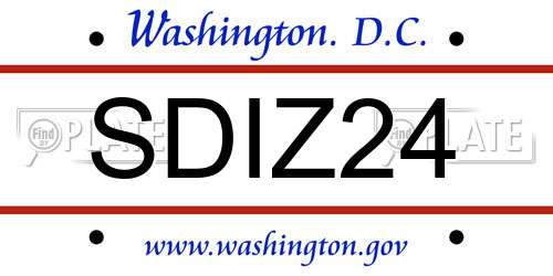 SDIZ24 District Of Columbia License Plate
