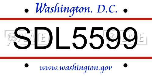 SDL5599 District Of Columbia License Plate