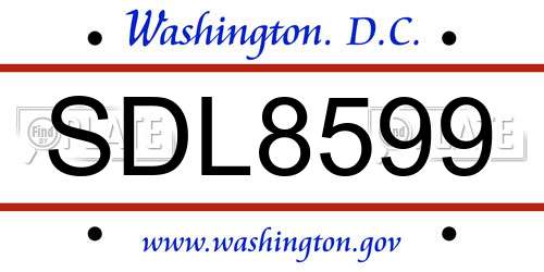 SDL8599 District Of Columbia License Plate