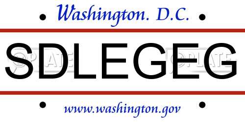 SDLEGEG District Of Columbia License Plate