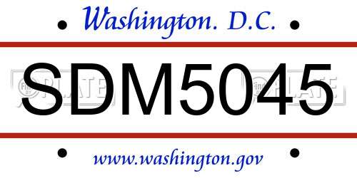 SDM5045 District Of Columbia License Plate