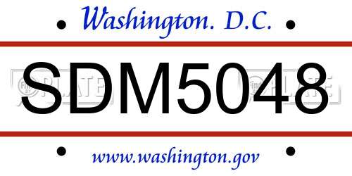 SDM5048 District Of Columbia License Plate