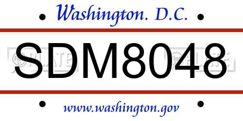 SDM8048 District Of Columbia License Plate