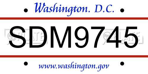 SDM9745 District Of Columbia License Plate