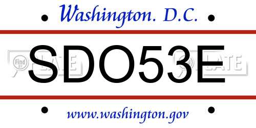 SDO53E District Of Columbia License Plate