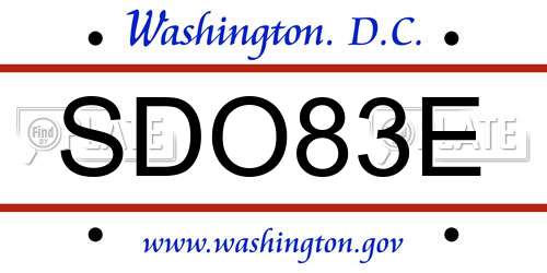 SDO83E District Of Columbia License Plate
