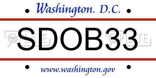 SDOB33 District Of Columbia License Plate
