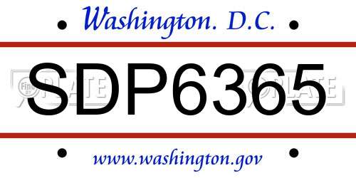 SDP6365 District Of Columbia License Plate