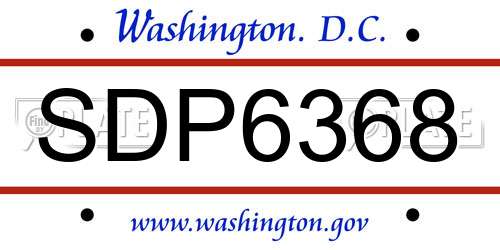 SDP6368 District Of Columbia License Plate