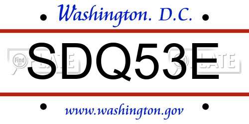 SDQ53E District Of Columbia License Plate
