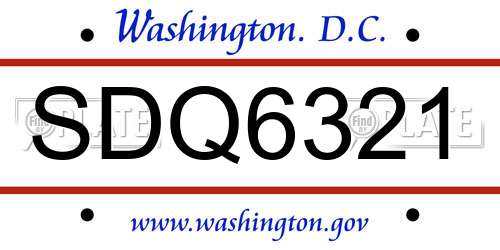 SDQ6321 District Of Columbia License Plate