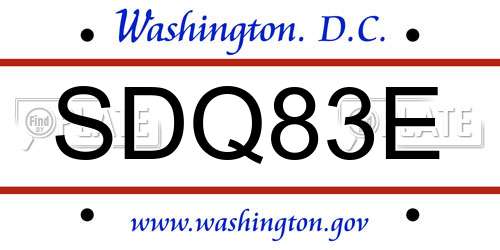 SDQ83E District Of Columbia License Plate