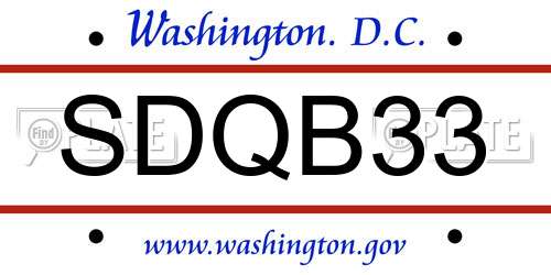 SDQB33 District Of Columbia License Plate