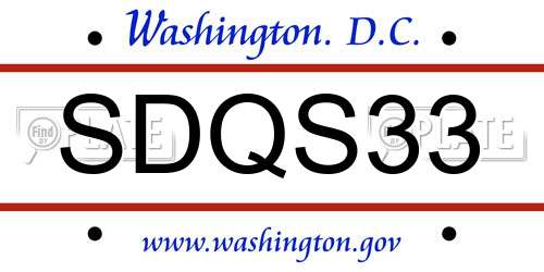SDQS33 District Of Columbia License Plate