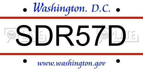 SDR57D District Of Columbia License Plate
