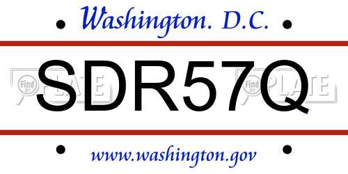 SDR57Q District Of Columbia License Plate