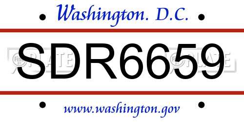 SDR6659 District Of Columbia License Plate