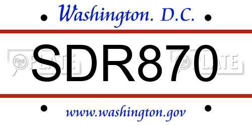 SDR870 District Of Columbia License Plate