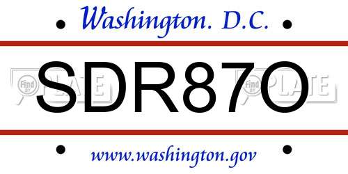 SDR87O District Of Columbia License Plate