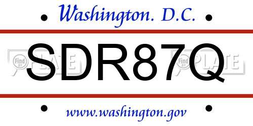 SDR87Q District Of Columbia License Plate