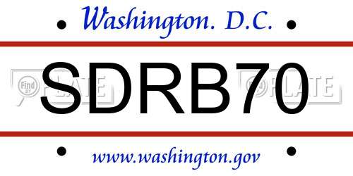 SDRB70 District Of Columbia License Plate