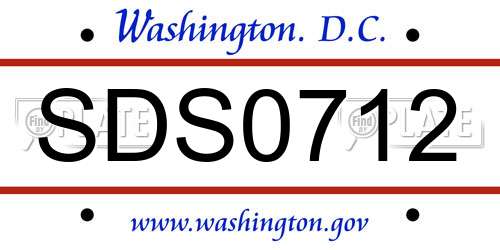 SDS0712 District Of Columbia License Plate