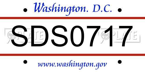 SDS0717 District Of Columbia License Plate