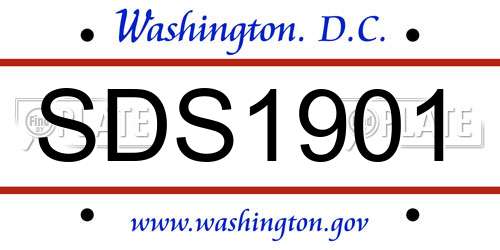 SDS1901 District Of Columbia License Plate