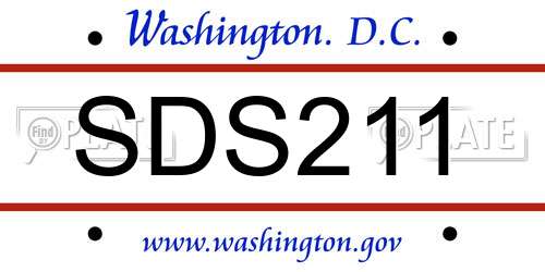 SDS211 District Of Columbia License Plate