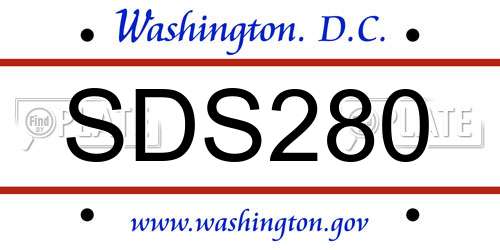 SDS280 District Of Columbia License Plate