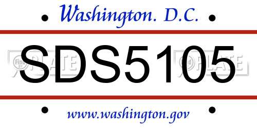 SDS5105 District Of Columbia License Plate