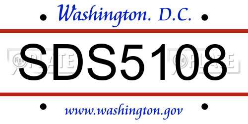 SDS5108 District Of Columbia License Plate