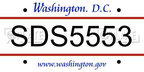 SDS5553 District Of Columbia License Plate